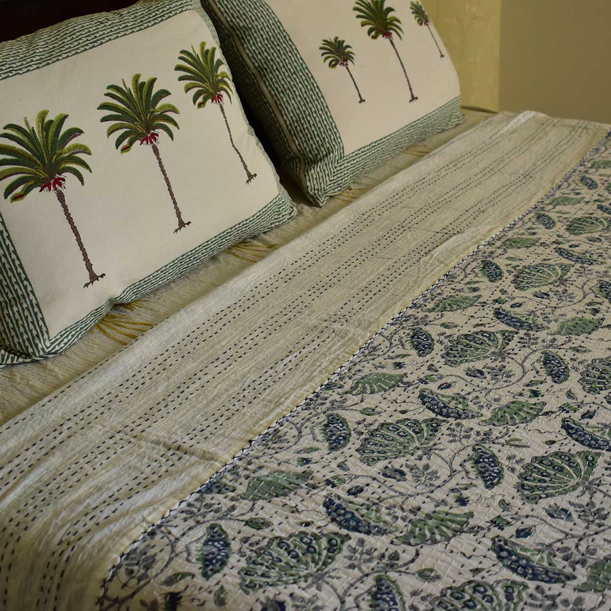 Hand Block Printed Cotton Kantha Queen Size  202536