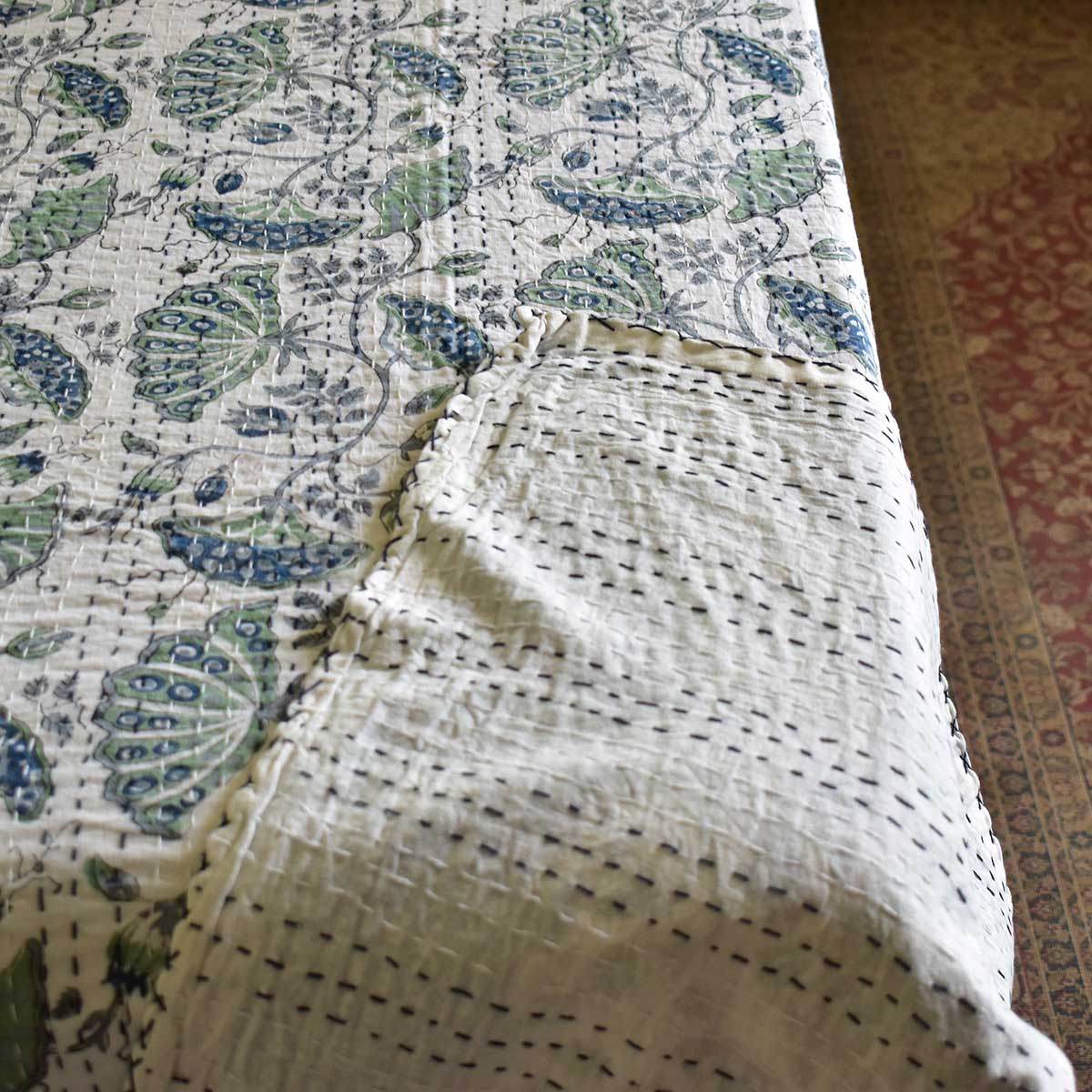Hand Block Printed Cotton Kantha Queen Size  202536