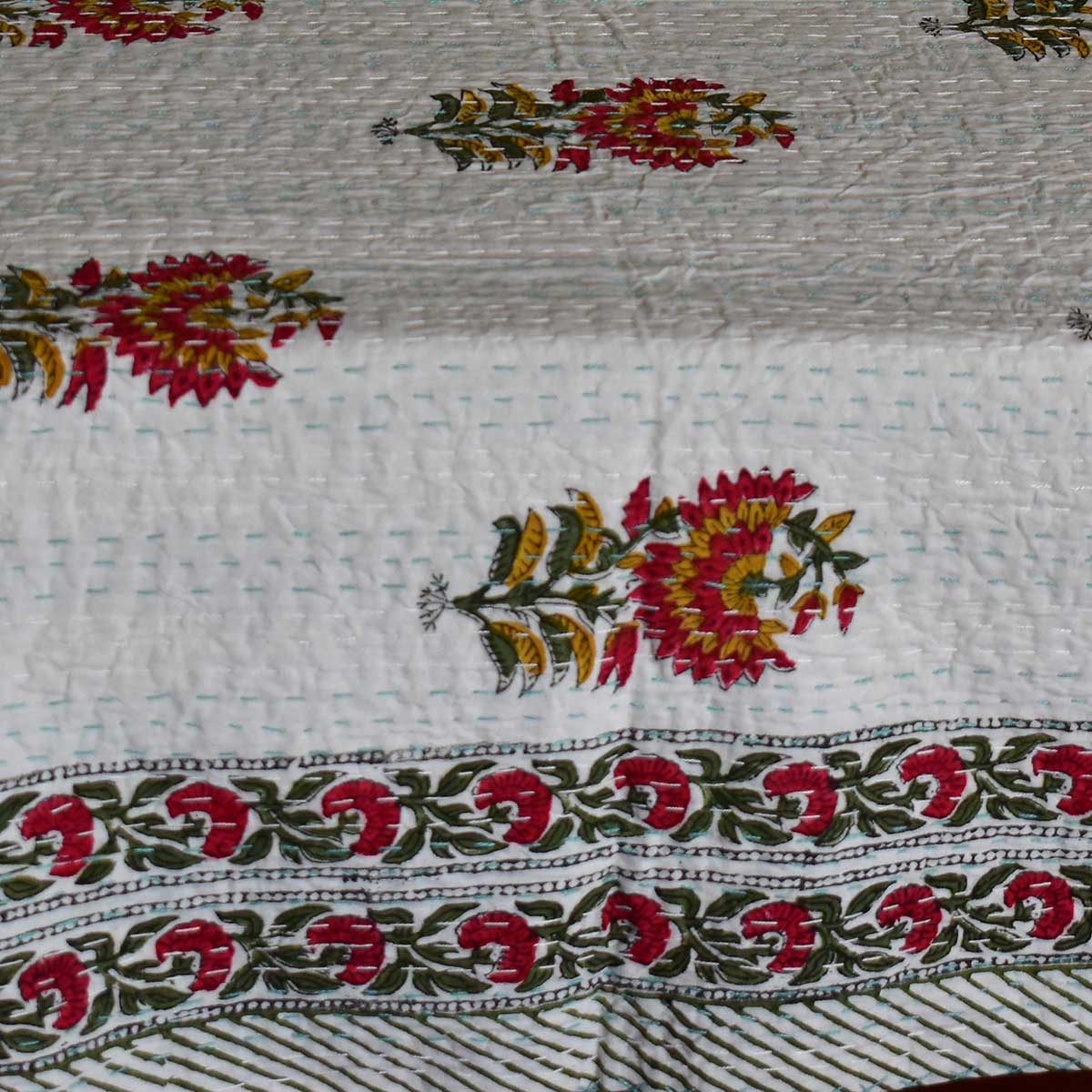 Hand Block Printed Cotton Kantha Queen Size  202537