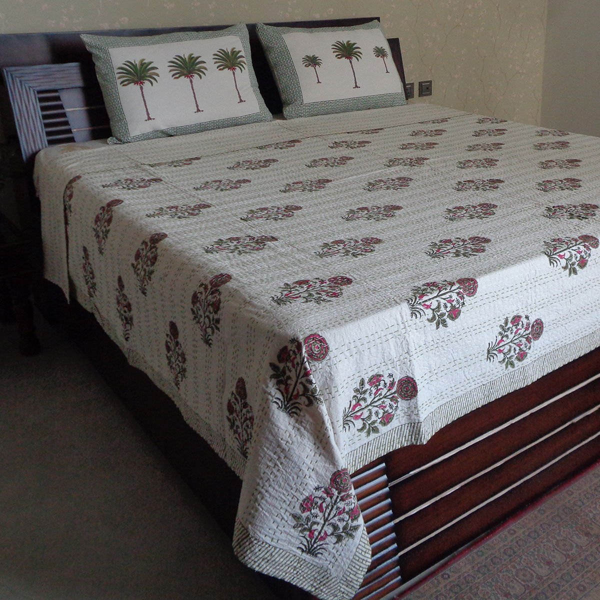 Hand Block Printed Cotton Kantha Queen Size  202538