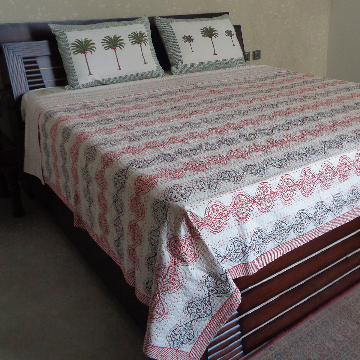 Hand Block Printed Cotton Kantha Queen Size  202539