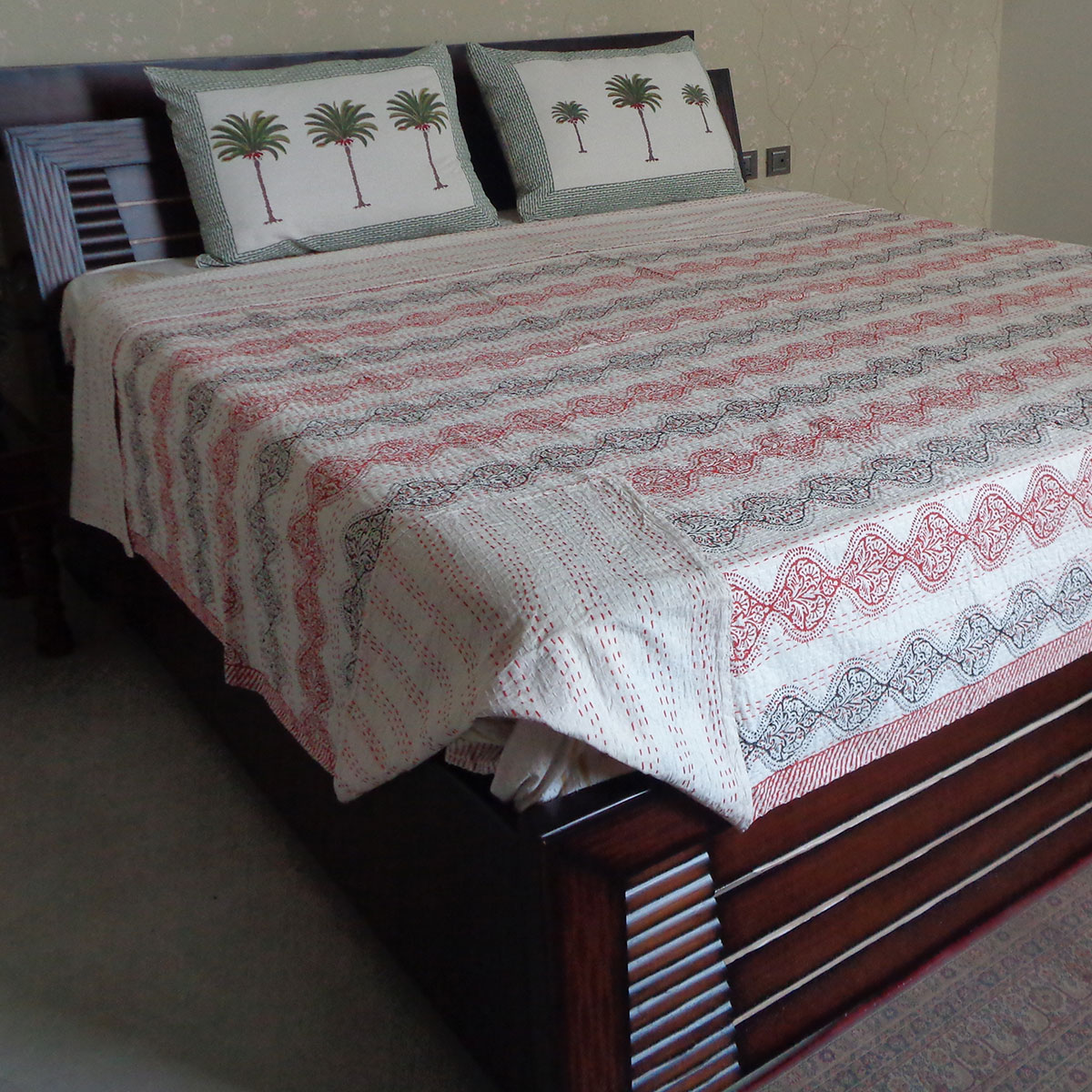 Hand Block Printed Cotton Kantha Queen Size  202539