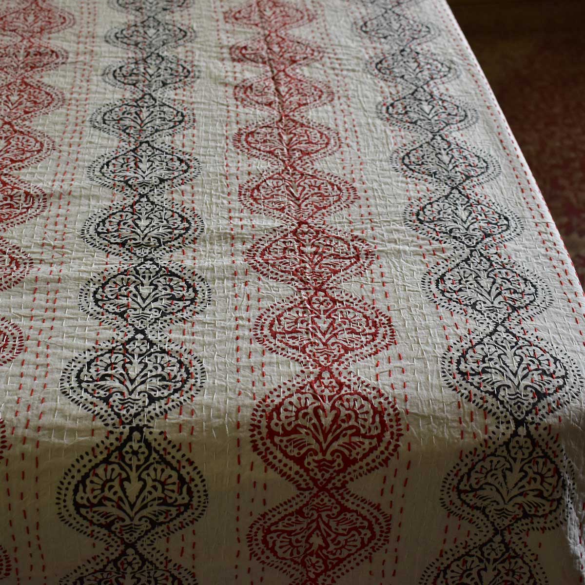 Hand Block Printed Cotton Kantha Queen Size  202539