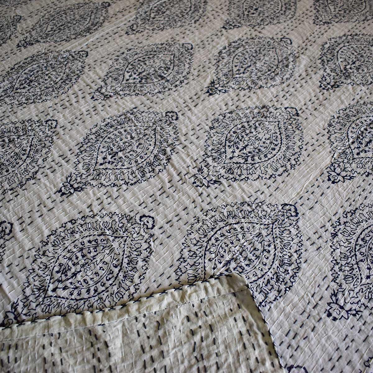 Hand Block Printed Cotton Kantha Queen Size  202534