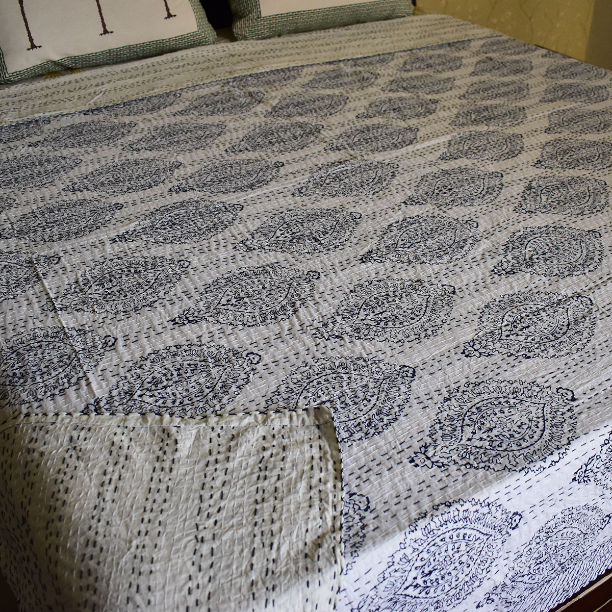 Hand Block Printed Cotton Kantha Queen Size  202534