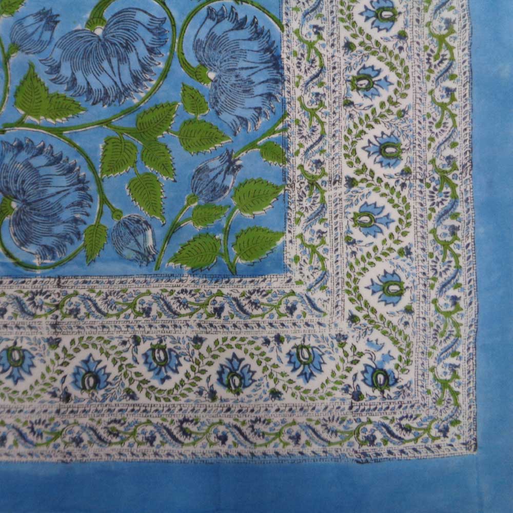 Beach Wrap Sarong Womens Swimwear Wraparound Pareo Soft Cotton Hand Block Printed Kamal Aqua Gud 105978