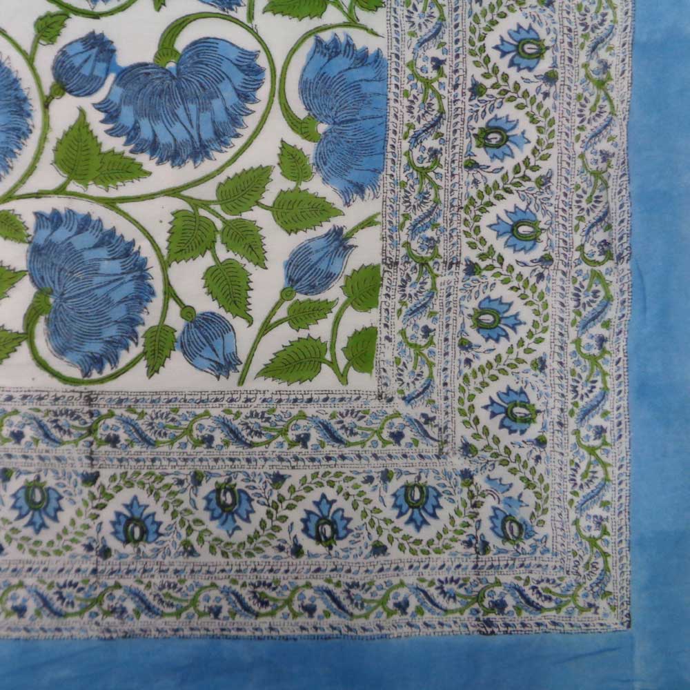 Beach Wrap Sarong Womens Swimwear Pareo Soft Cotton Hand Block Printed  Kamal Aqua Open 106099