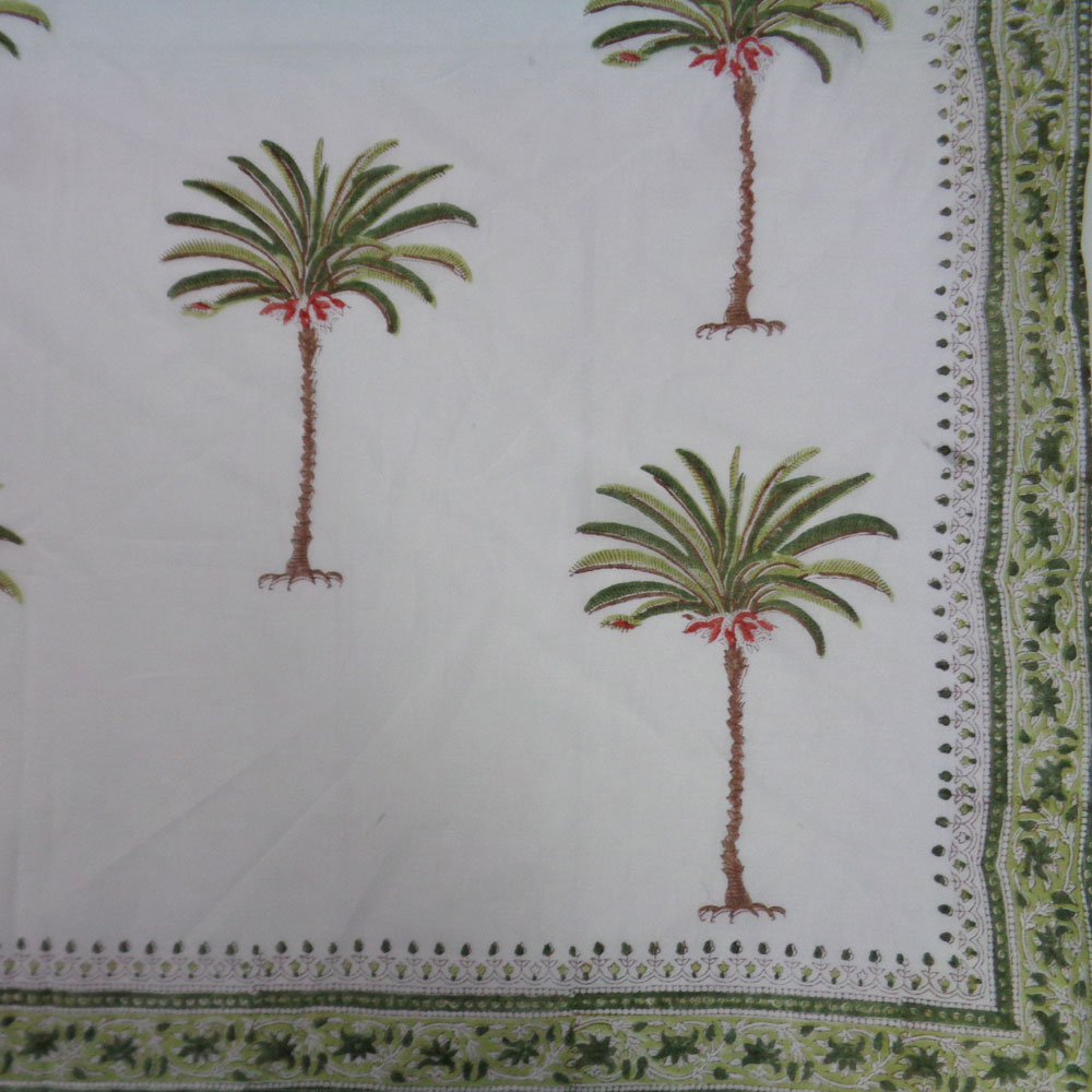 Beach Wrap Sarong Womens Swimwear Wraparound Pareo Soft Cotton Hand Block Printed Palm Tree Green 109024