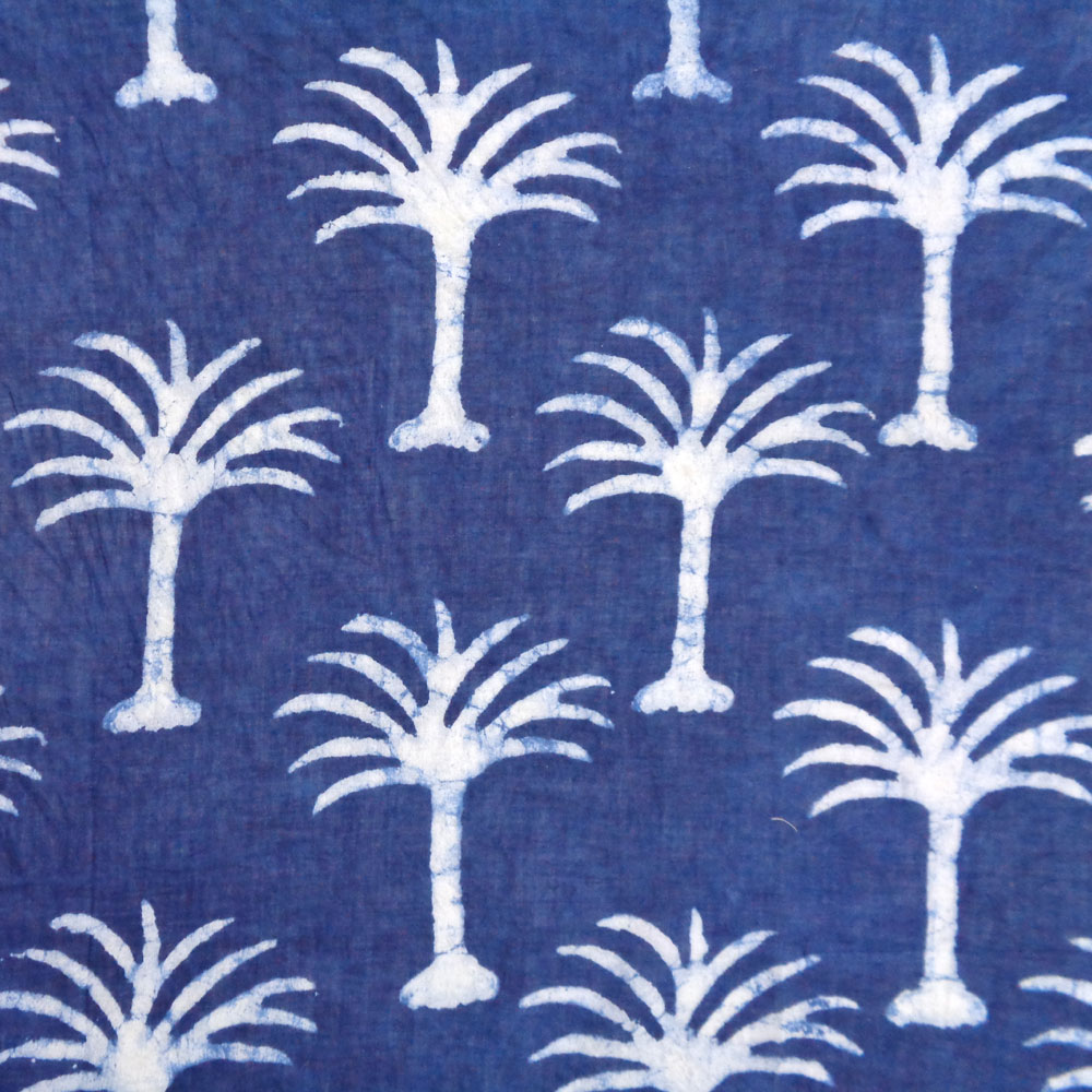 Beach Wrap Sarong Womens Swimwear Wraparound Pareo Soft Cotton Hand Block Printed  Palm Tree White On Blue 203859