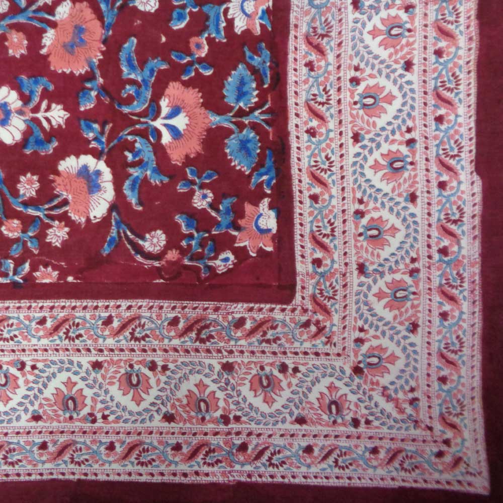 Beach Wrap Sarong Womens Swimwear Wraparound Pareo Soft Cotton Hand Block Printed Rukhsana Maroon Gud 105823