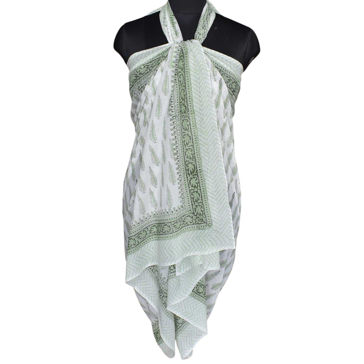 Beach Wrap Sarong Womens Swimwear Wraparound Pareo Soft Cotton Hand Block Printed Winter Fall Tree Vineyard 302395