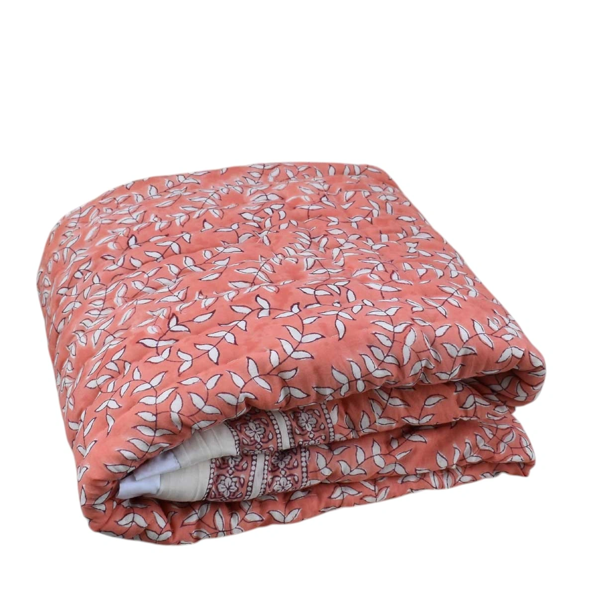 Hand Block Printed Baby Quilt Jaipur Razai Harmony Peach Fill 260415