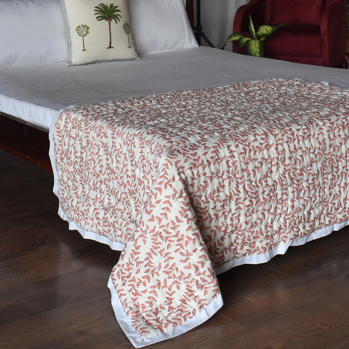 Hand Block Printed Baby Quilt Jaipur Razai Harmony Peach Fill 260415