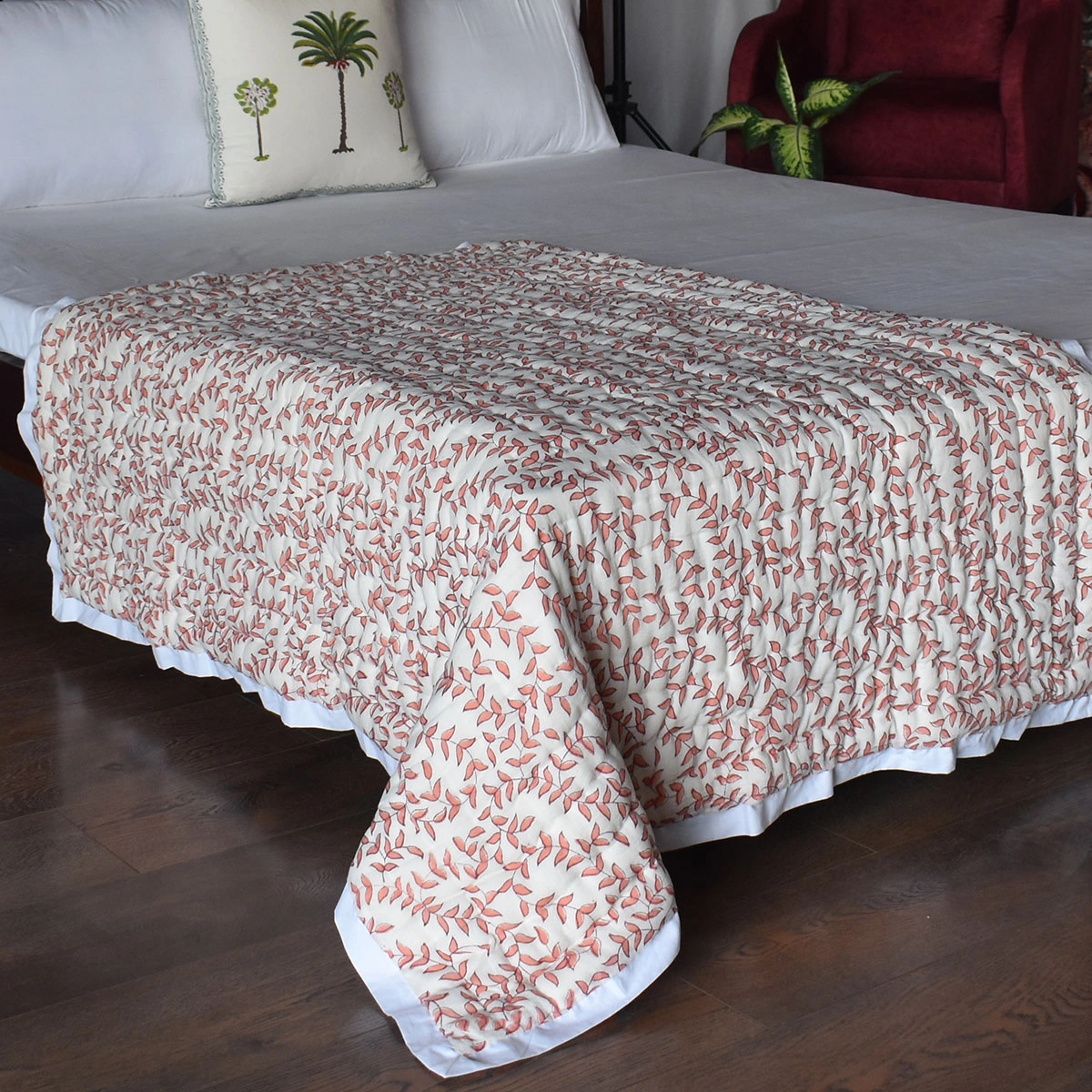 Hand Block Printed Baby Quilt Jaipur Razai Harmony Peach Fill 260415