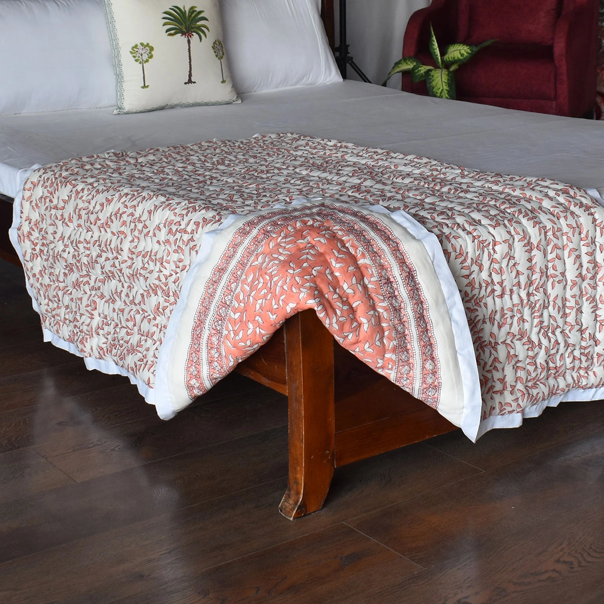 Hand Block Printed Baby Quilt Jaipur Razai Harmony Peach Fill 260415