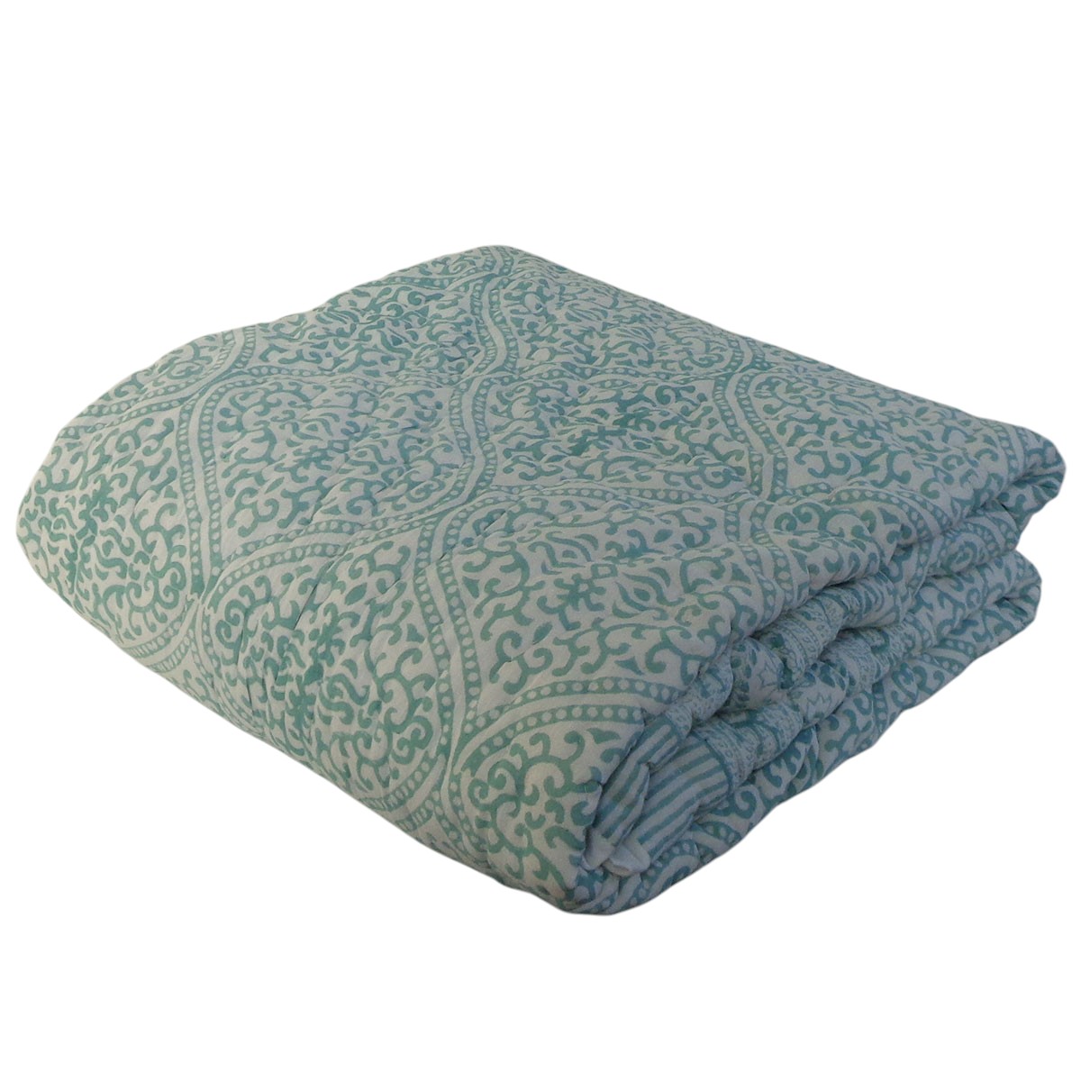 Hand Block Printed Baby Quilt Jaipur Razai Rang Mahal Green 202216