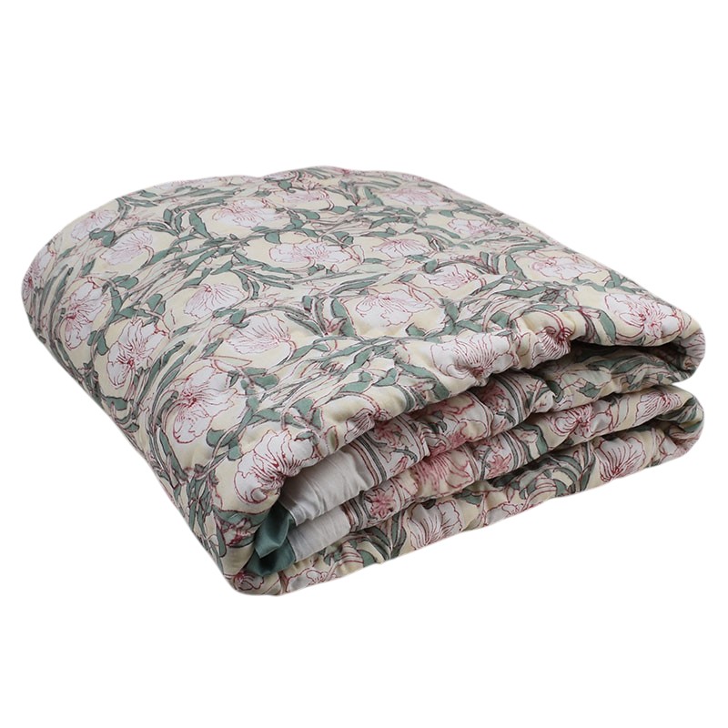 Hand Block Printed Baby Quilt Jaipur Razai Bauhaus Beige Gud 505032