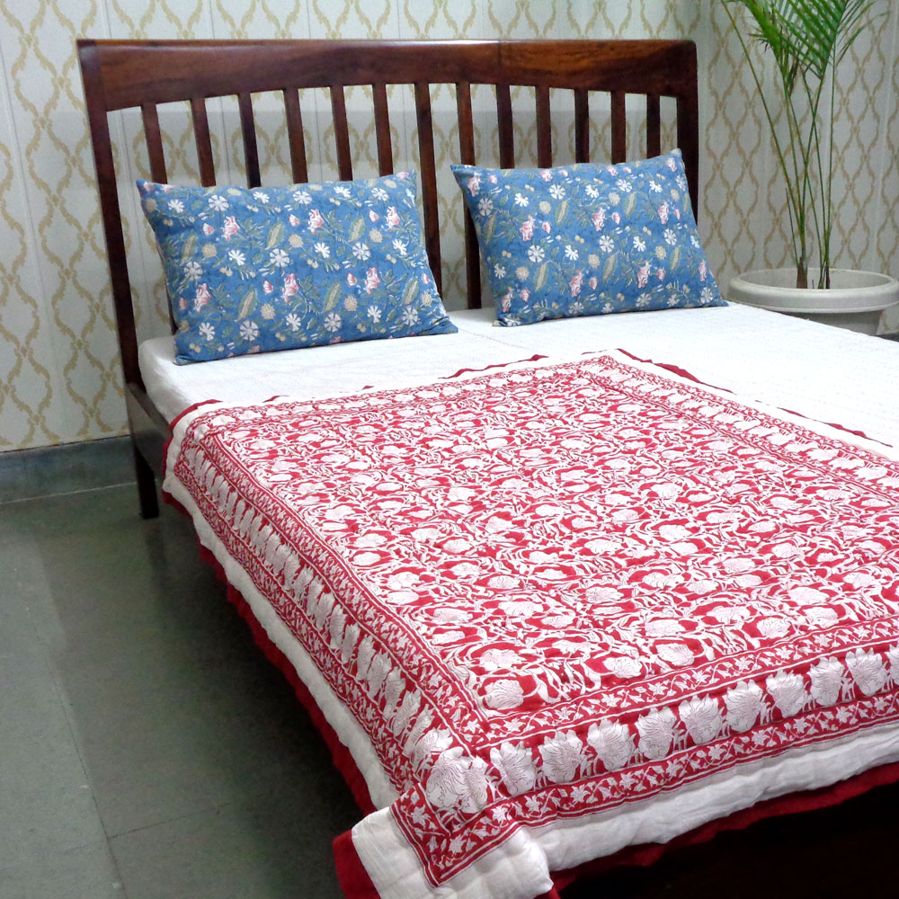 Hand Block Printed Baby Quilt 100x140 cm Jaipur Razai Bauhaus Lolipop 502191