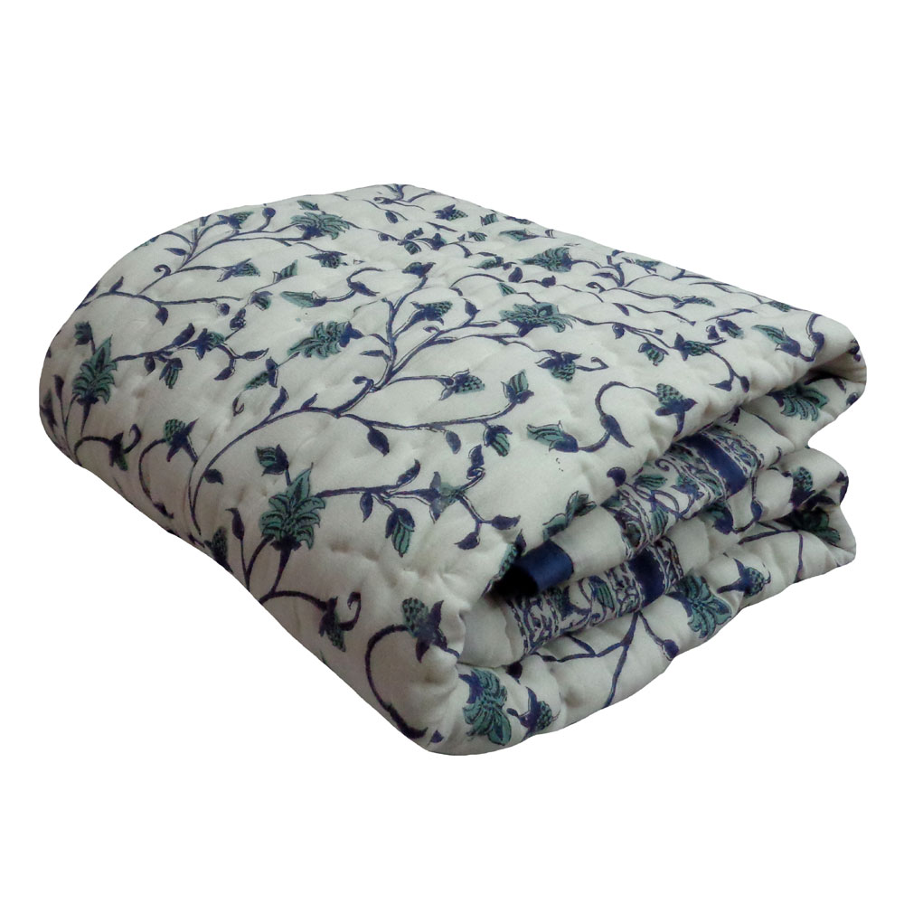 Hand Block Printed Baby Quilt  100x140 cm Jaipur Razai Floral Bale 104409