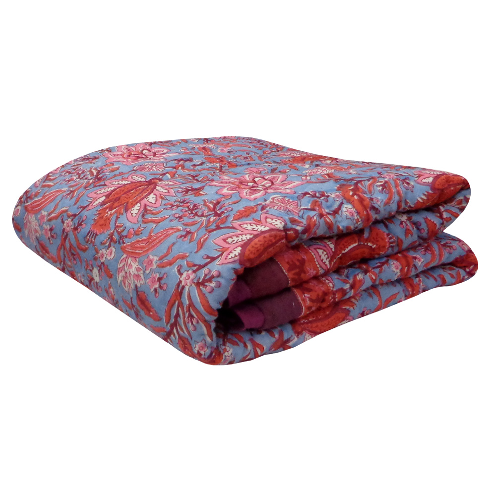 Hand Block Printed Baby Quilt 100x140 cm Jaipur Razai Firdaus Gud 204865