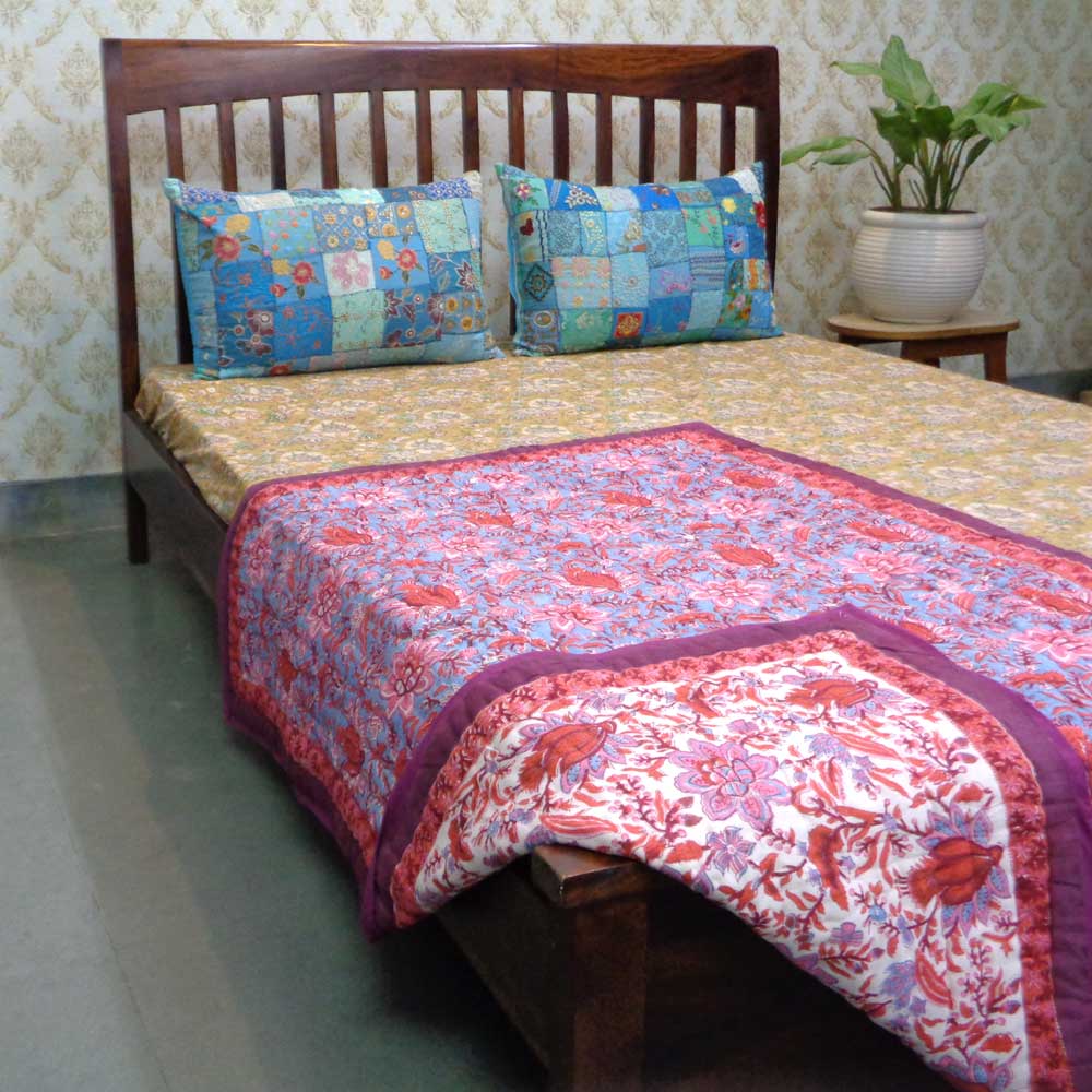 Hand Block Printed Baby Quilt 100x140 cm Jaipur Razai Firdaus Gud 204865