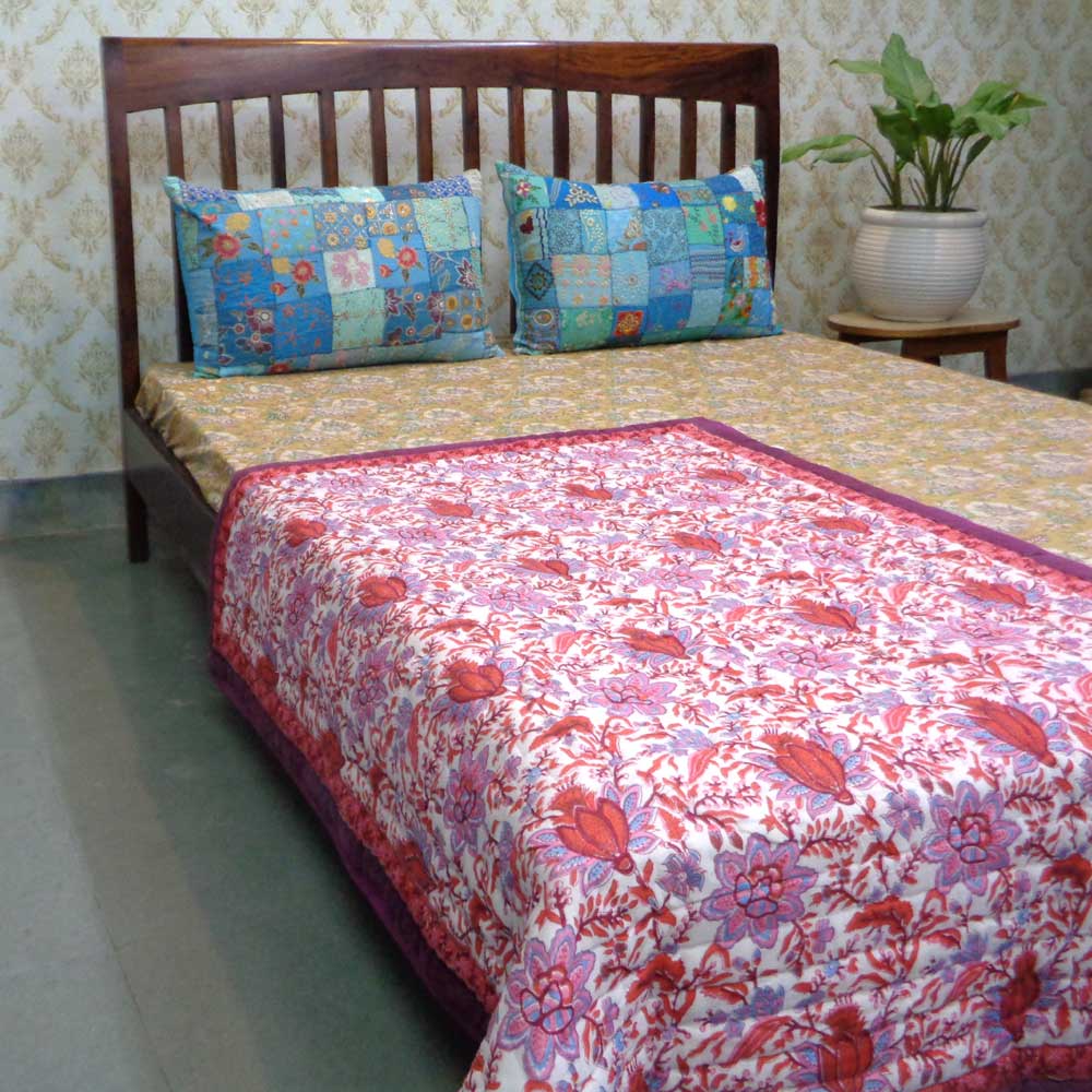 Hand Block Printed Baby Quilt 100x140 cm Jaipur Razai Firdaus Gud 204865