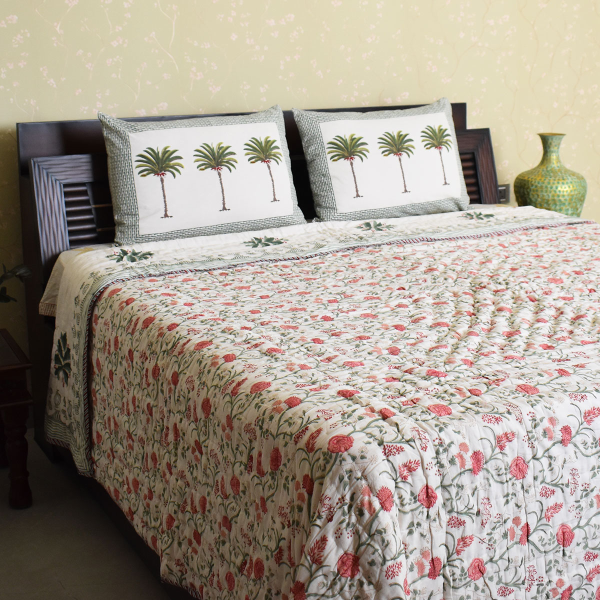 Hand Block Printed Cotton King Size Quilt 202212