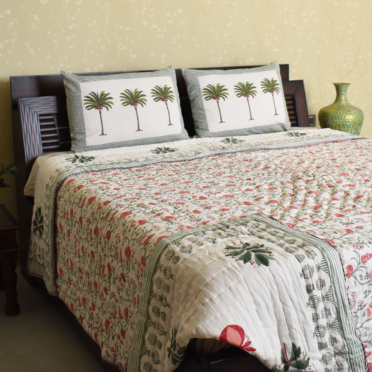 Hand Block Printed Cotton King Size Quilt 202212