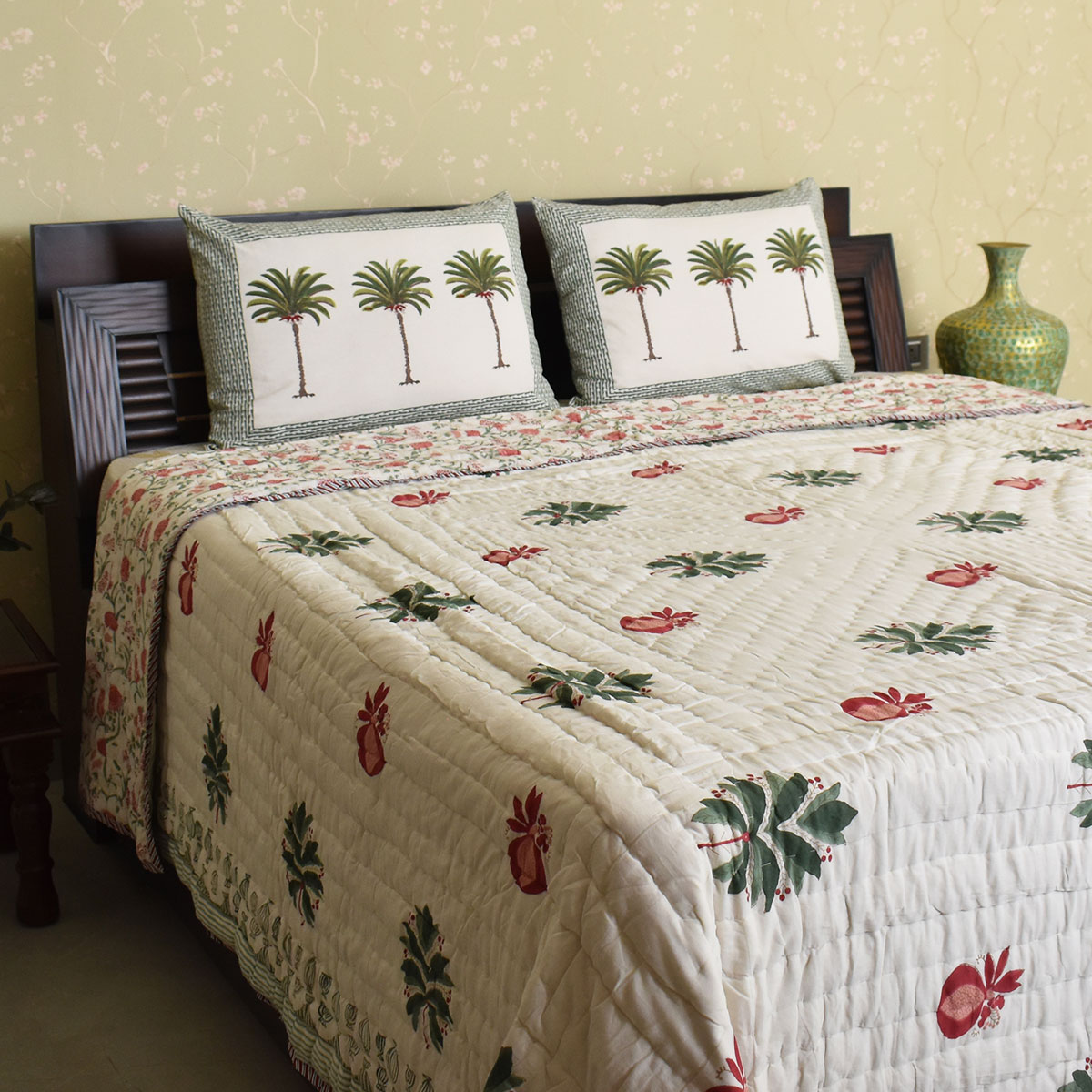 Hand Block Printed Cotton King Size Quilt  202212