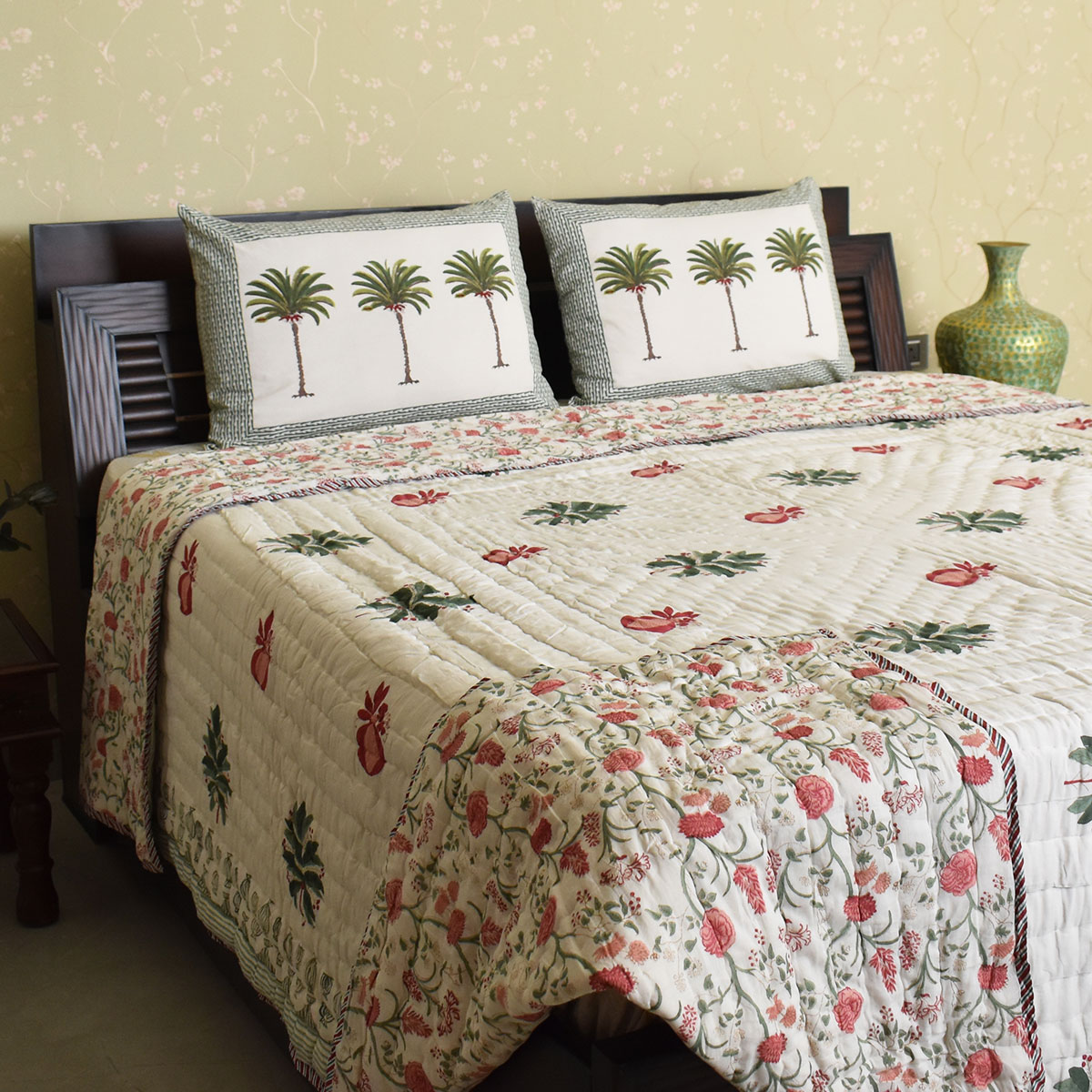 Hand Block Printed Cotton King Size Quilt 202212