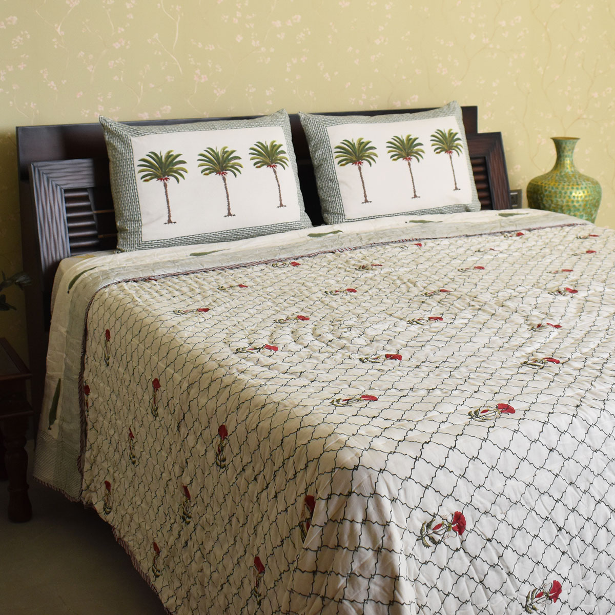 Hand Block Printed Cotton King Size Quilt   202214