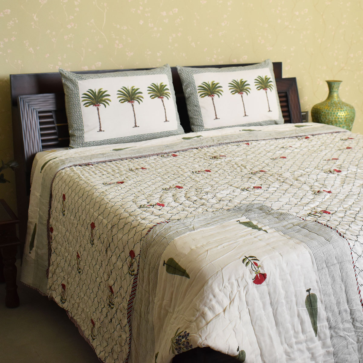 Hand Block Printed Cotton King Size Quilt   202214