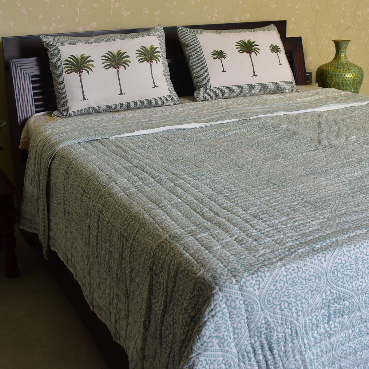 Hand Block Printed Cotton King Size Quilt  202216