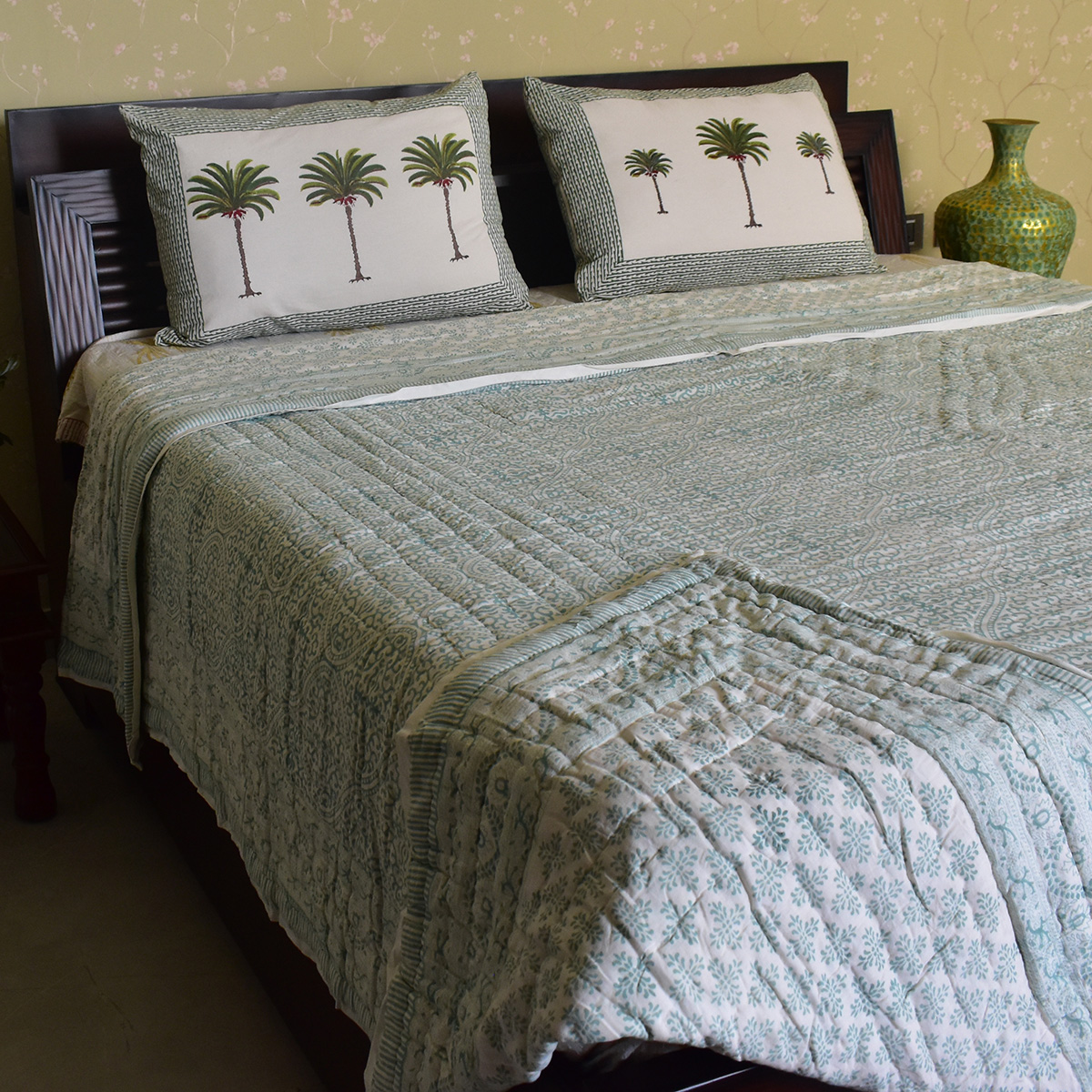 Hand Block Printed Cotton King Size Quilt  202216