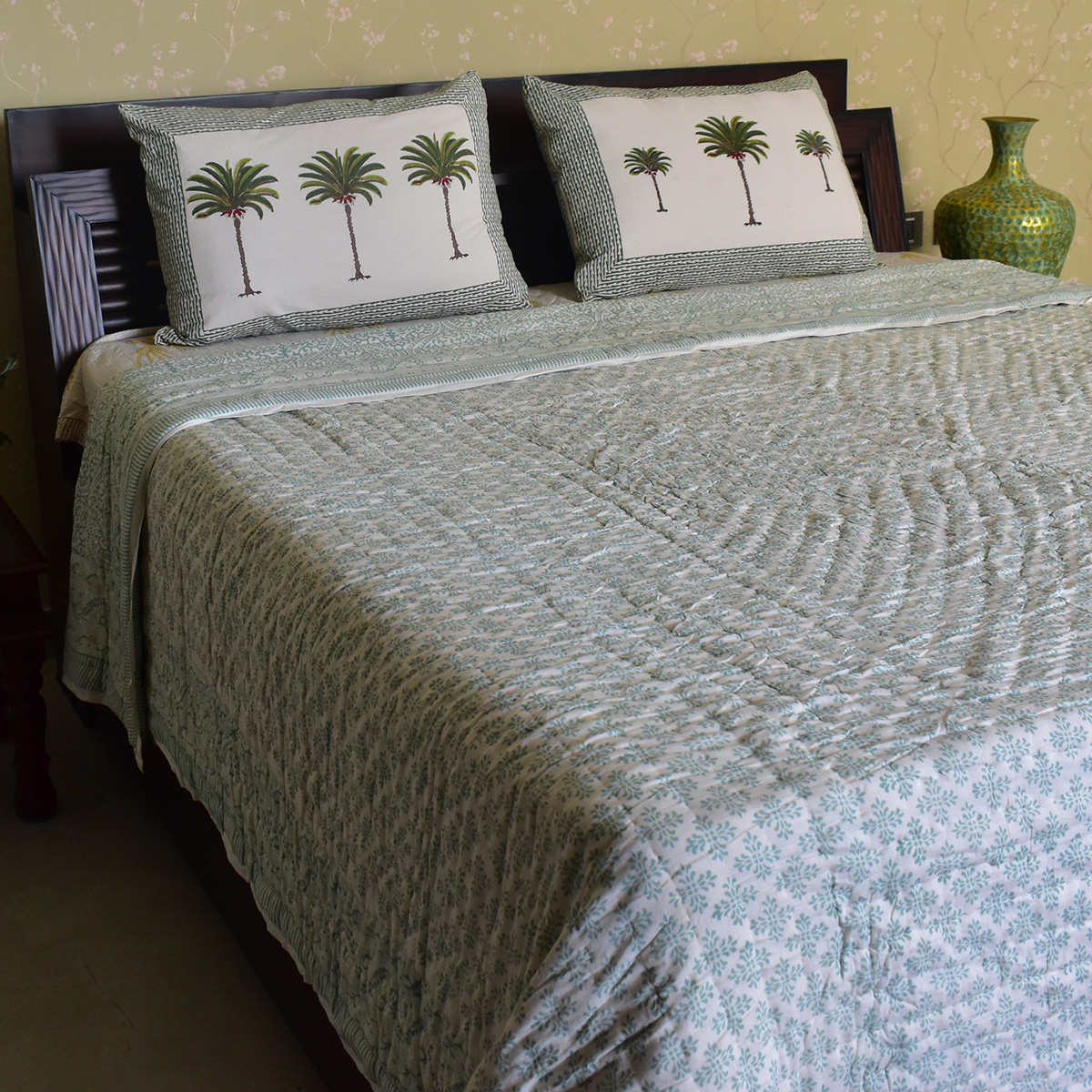 Hand Block Printed Cotton King Size Quilt  202216