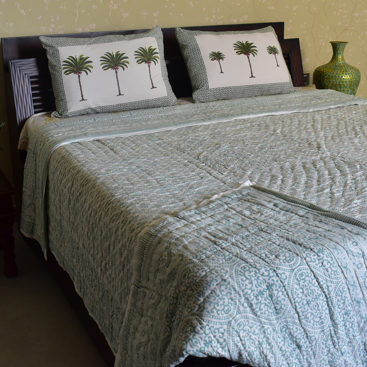 Hand Block Printed Cotton King Size Quilt  202216