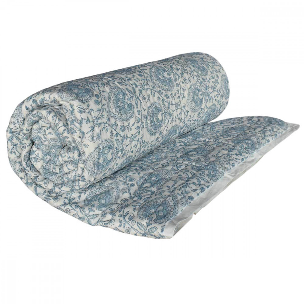 Image of Hand Block Printed Cotton King Size Quilt | 202217