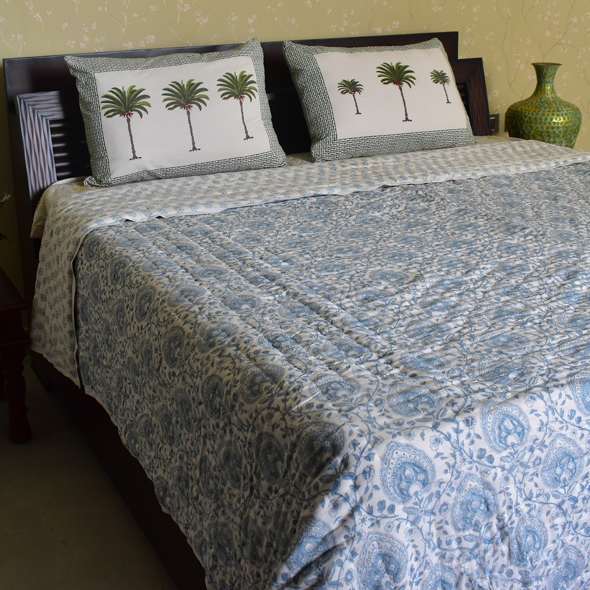 Hand Block Printed Cotton King Size Quilt 202217