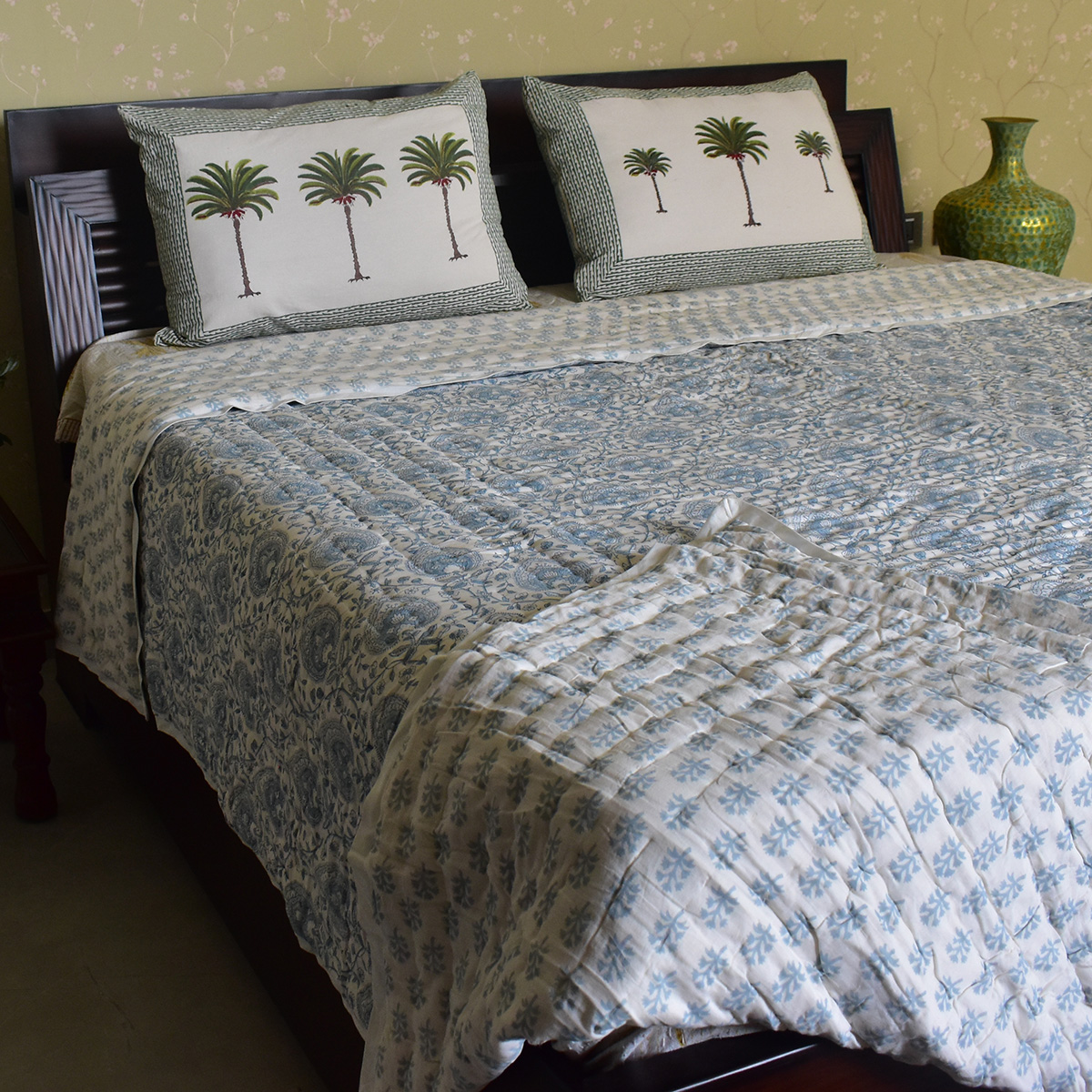 Hand Block Printed Cotton King Size Quilt 202217