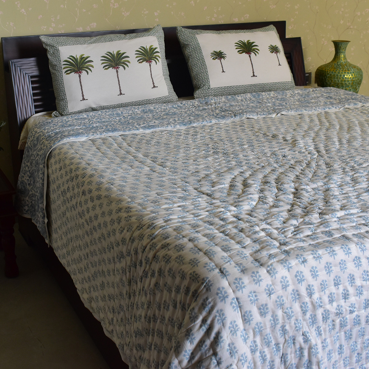 Hand Block Printed Cotton King Size Quilt  202217