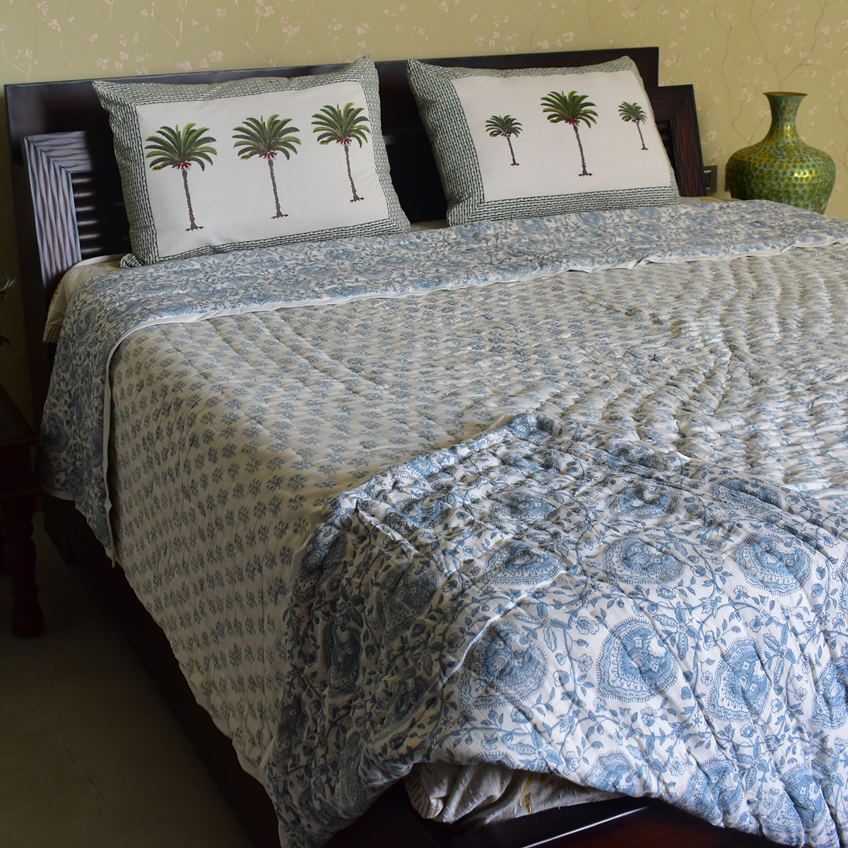 Hand Block Printed Cotton King Size Quilt  202217