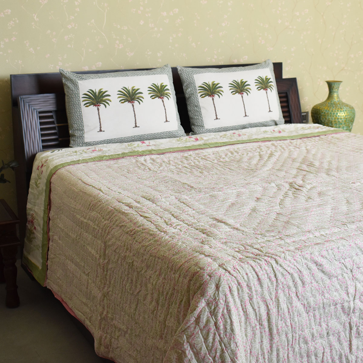 Hand Block Printed Cotton King Size Quilt 202305