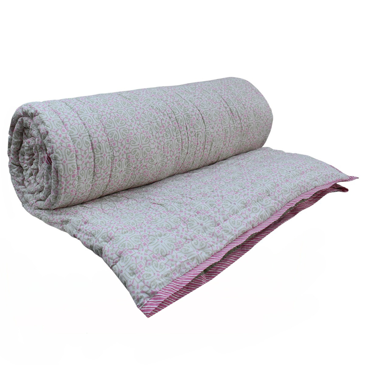 Hand Block Printed Cotton King Size Quilt 202305