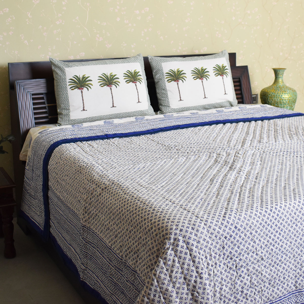 Hand Block Printed Cotton King Size Quilt  808181