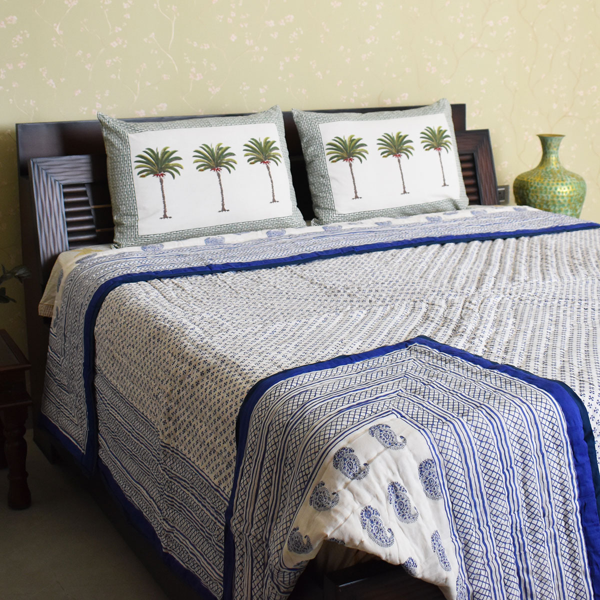 Hand Block Printed Cotton King Size Quilt  808181