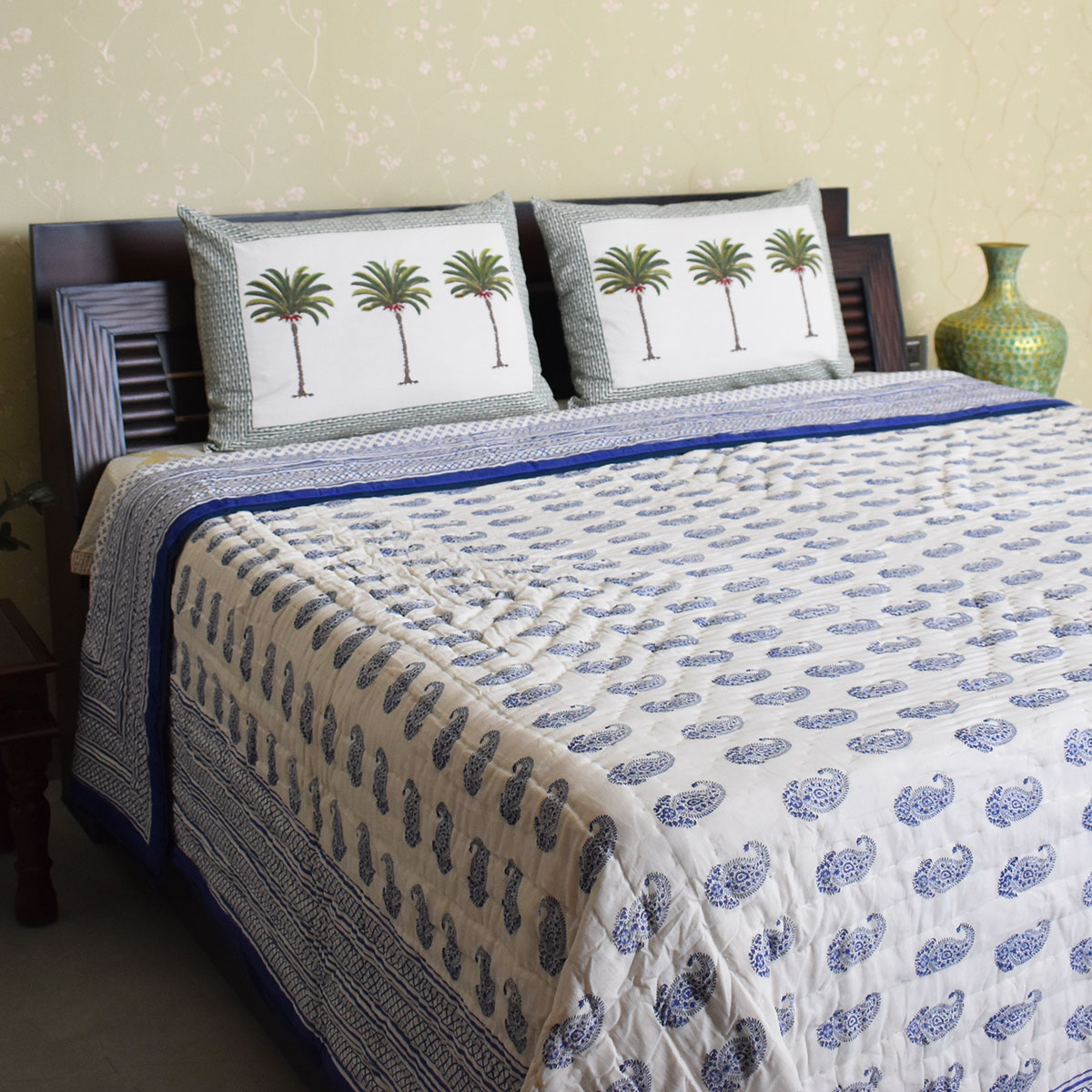 Hand Block Printed Cotton King Size Quilt  808181