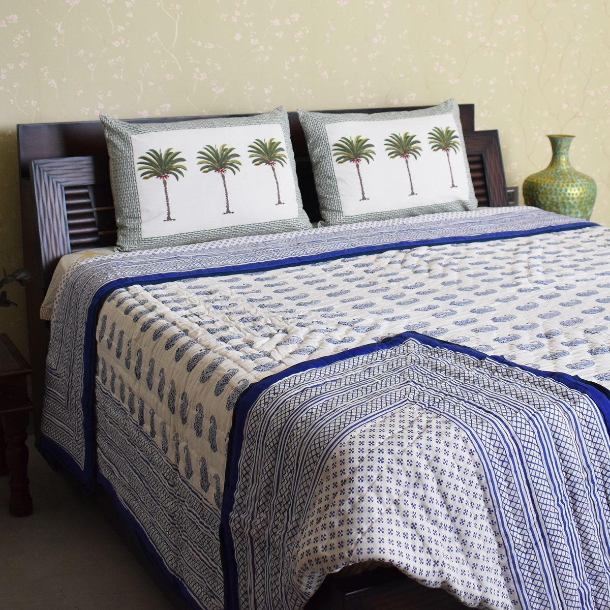 Hand Block Printed Cotton King Size Quilt  808181