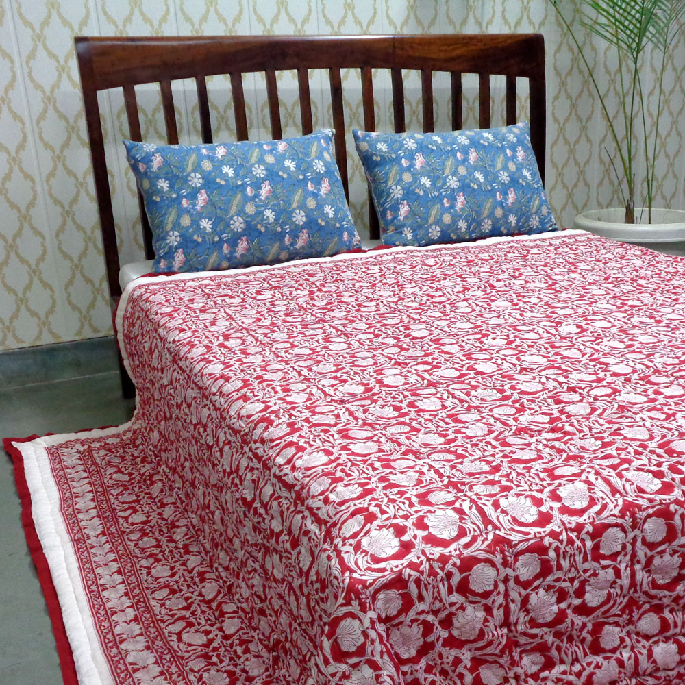 Hand Block Printed Cotton Quilt King Size  Bauhaus Lolipop 502191