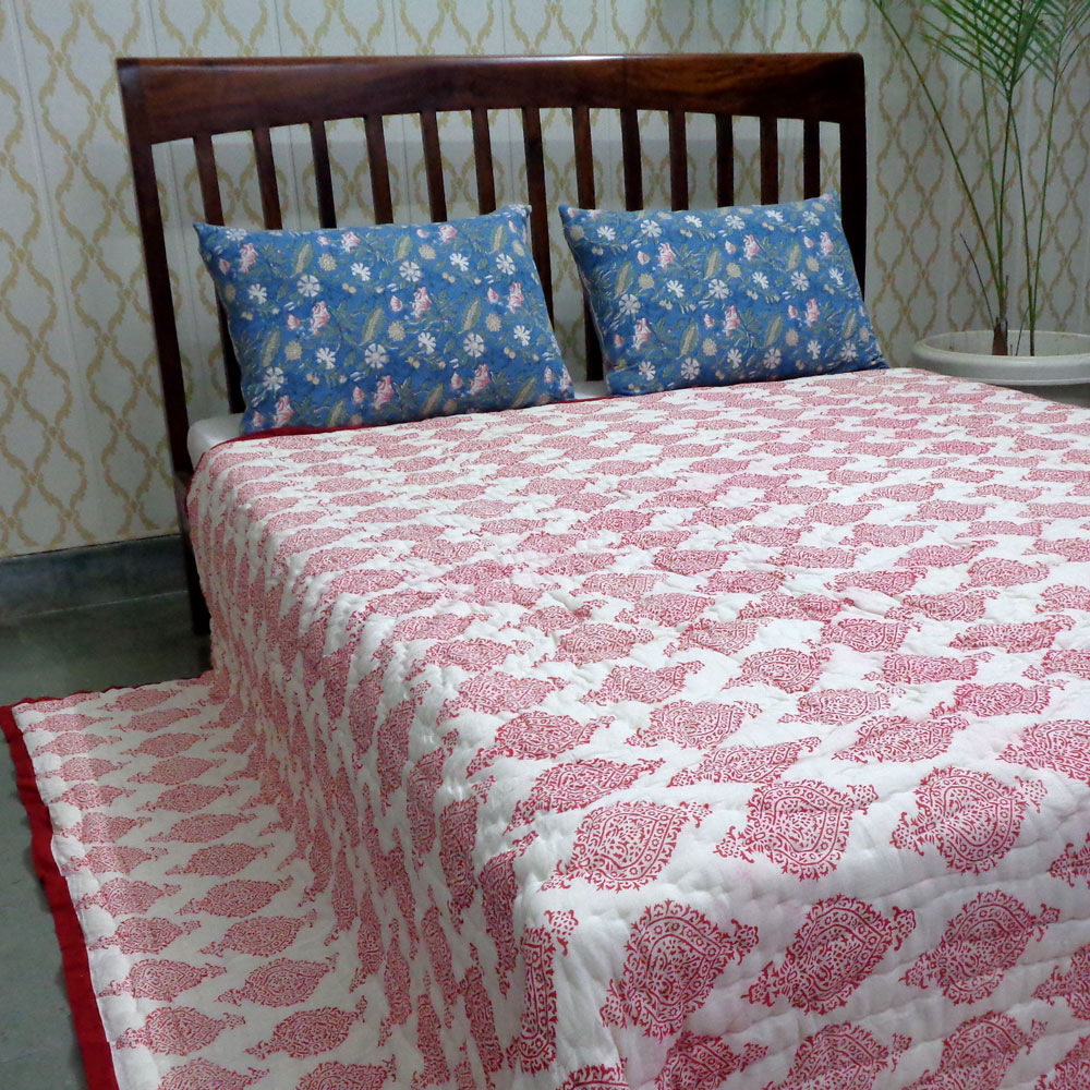 Hand Block Printed Cotton Quilt King Size  Bauhaus Lolipop 502191
