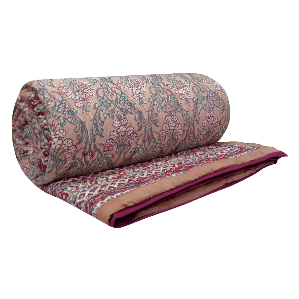 Hand Block Printed Cotton King Size Quilt  Raat Ki Rani Gud 104158